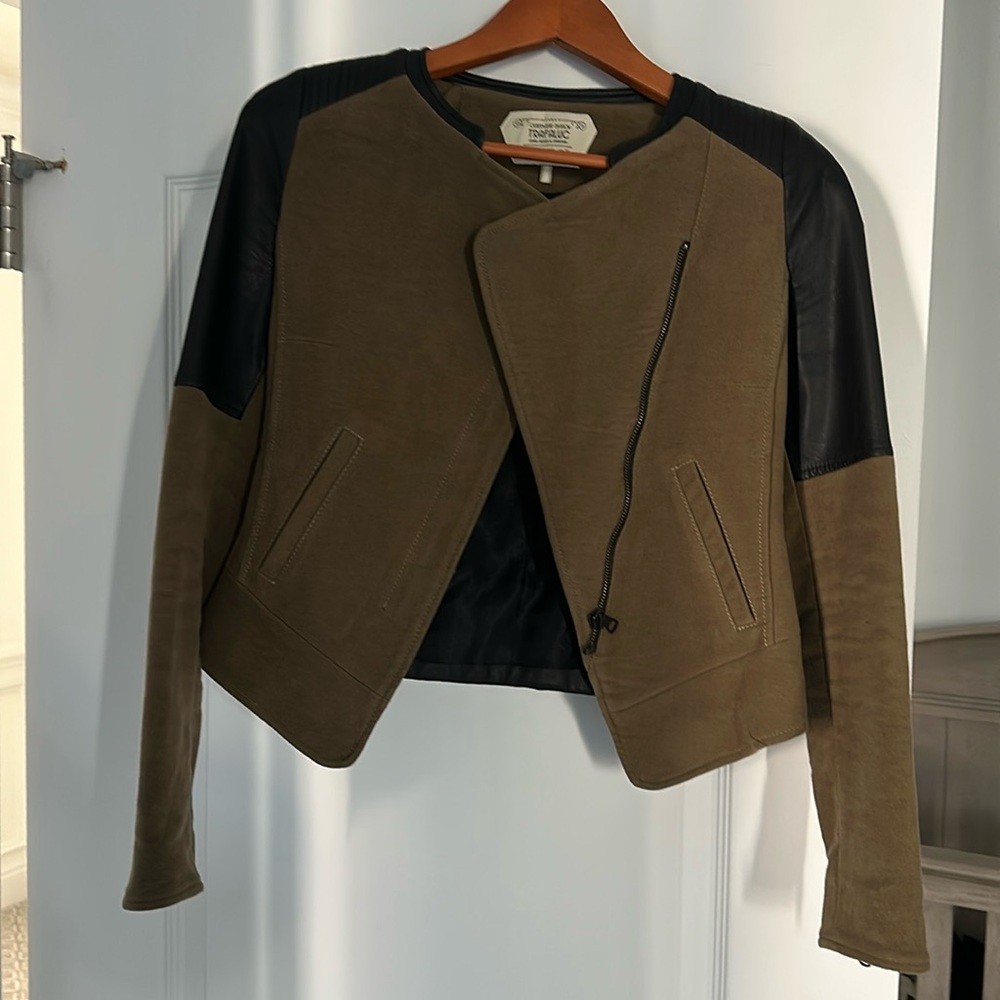 Zara faux suede and leather jacket. XS